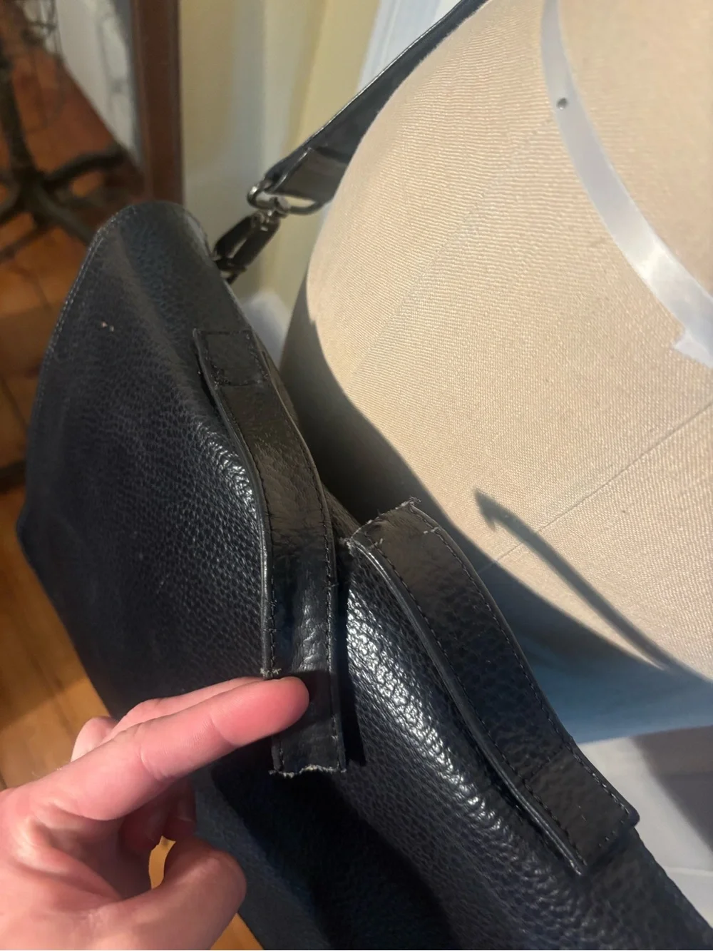 A Vintage Leather & Nylon Emporio Armani Messenger Crossbody Bag